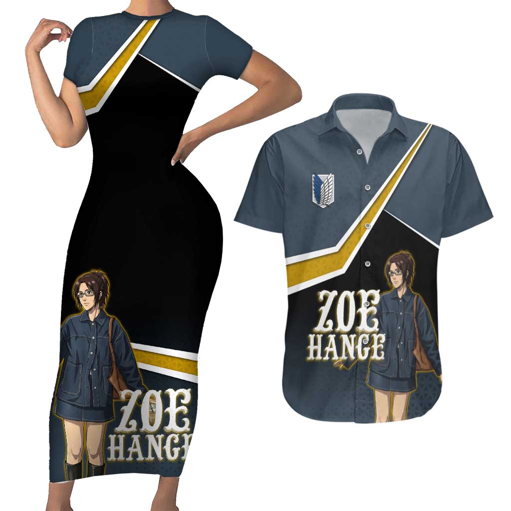 Zoe Hange Attack on Titan Couples Matching Short Sleeve Bodycon Dress and Hawaiian Shirt Anime Urban Chic Illustration