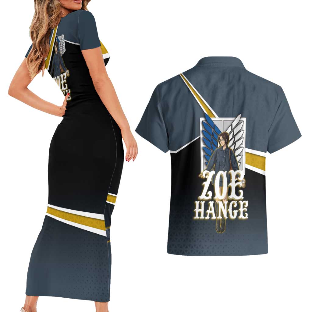 Zoe Hange Attack on Titan Couples Matching Short Sleeve Bodycon Dress and Hawaiian Shirt Anime Urban Chic Illustration
