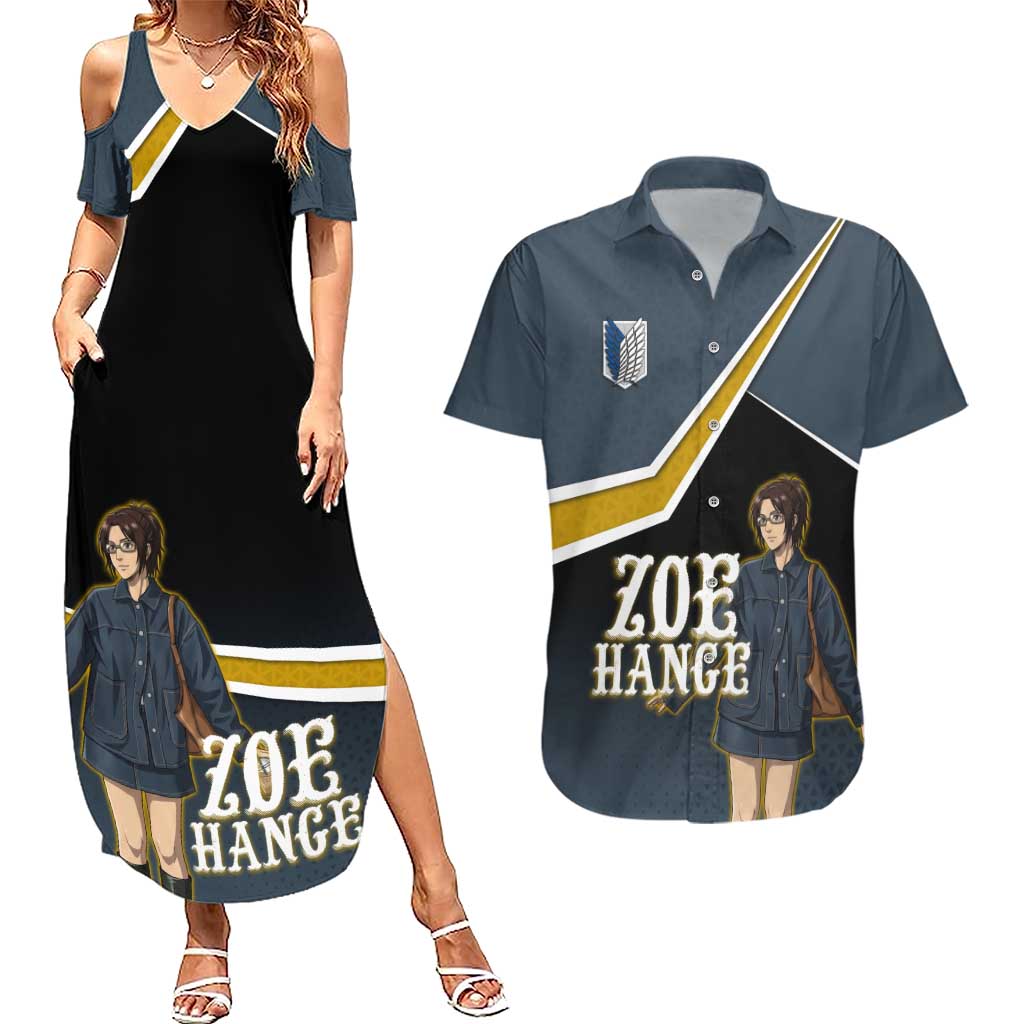 Zoe Hange Attack on Titan Couples Matching Summer Maxi Dress and Hawaiian Shirt Anime Urban Chic Illustration