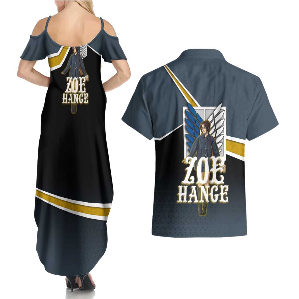 Zoe Hange Attack on Titan Couples Matching Summer Maxi Dress and Hawaiian Shirt Anime Urban Chic Illustration