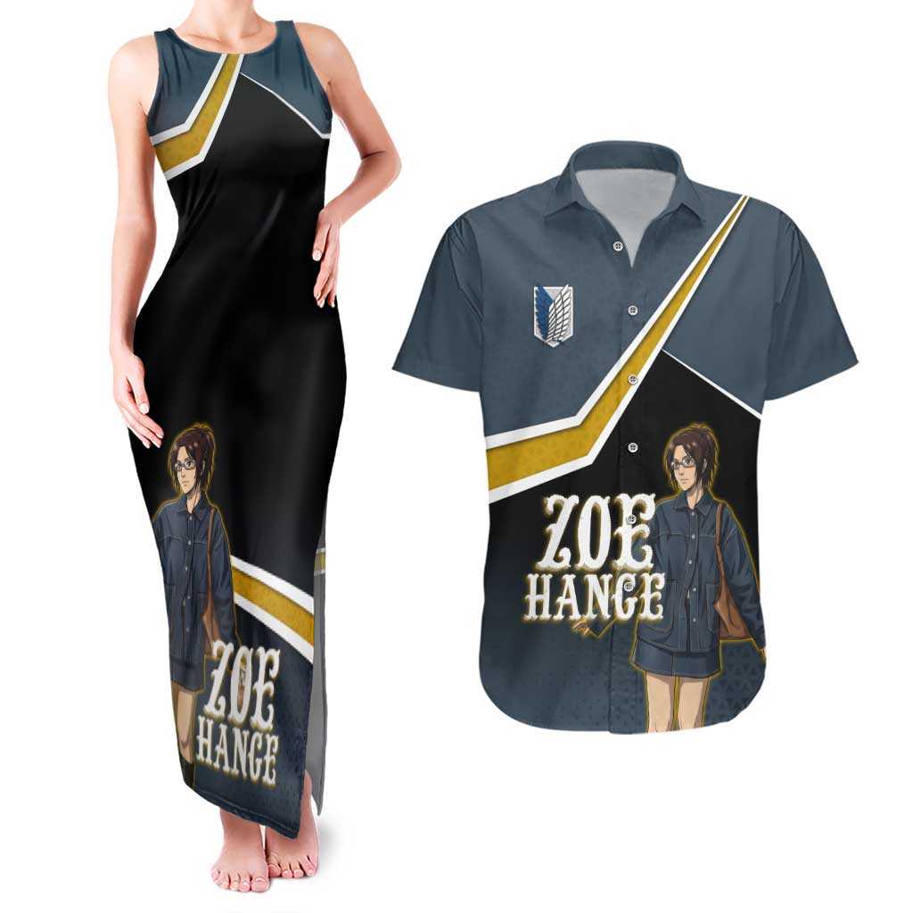 Zoe Hange Attack on Titan Couples Matching Tank Maxi Dress and Hawaiian Shirt Anime Urban Chic Illustration