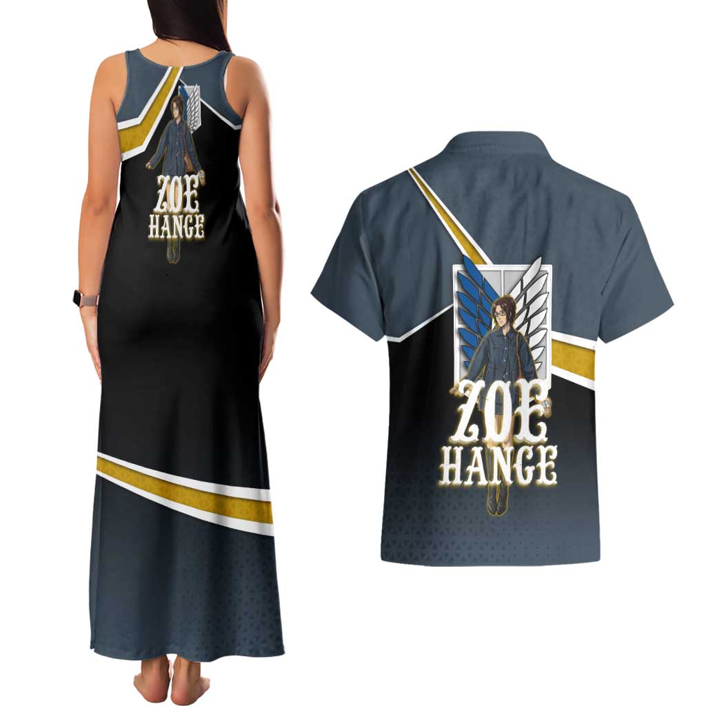 Zoe Hange Attack on Titan Couples Matching Tank Maxi Dress and Hawaiian Shirt Anime Urban Chic Illustration
