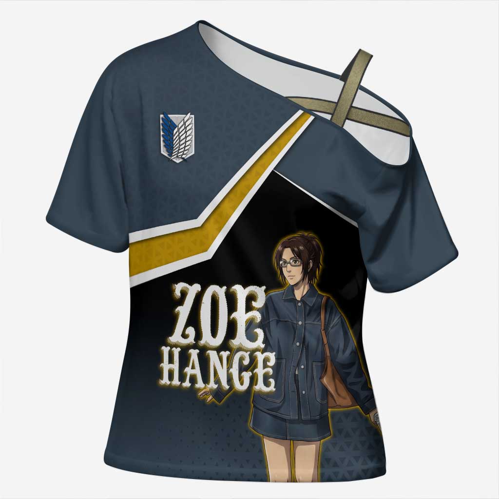 Zoe Hange Attack on Titan Cross Shoulder Shirt Anime Urban Chic Illustration
