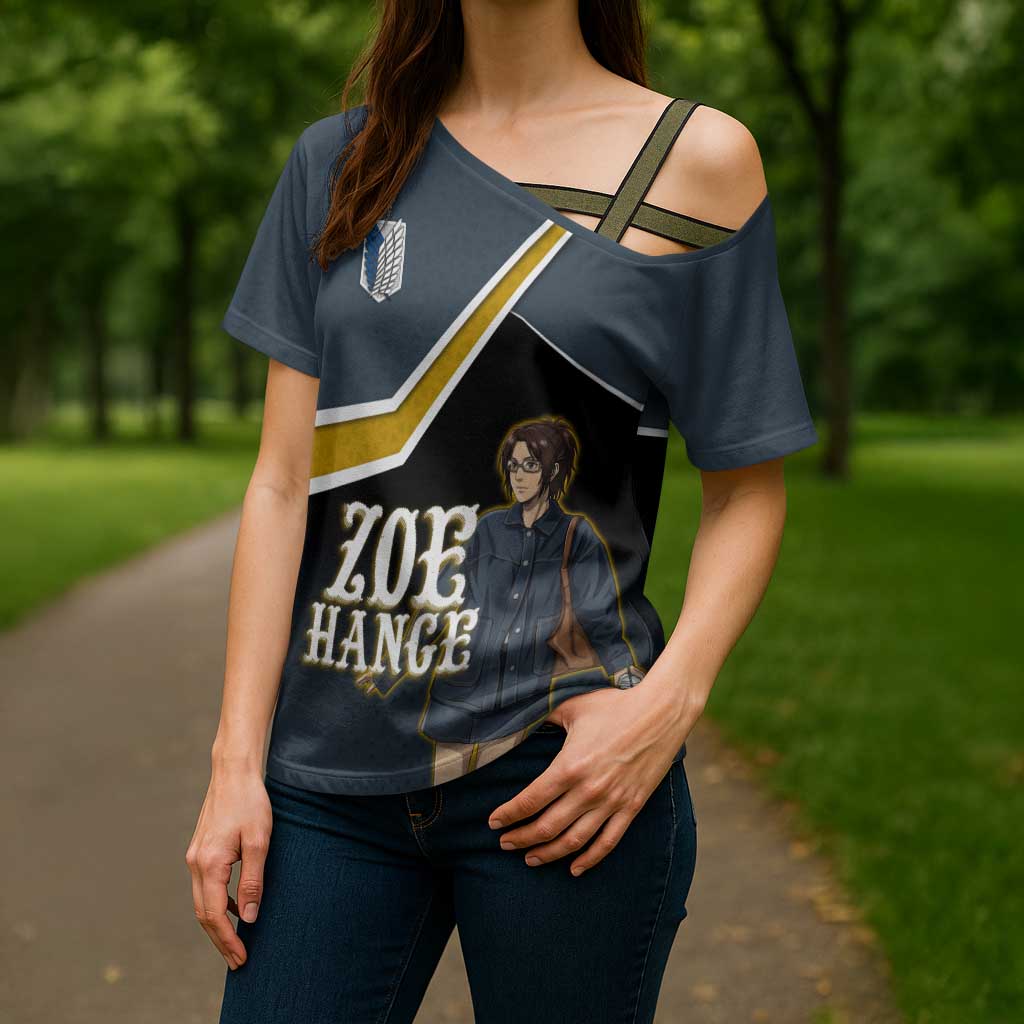 Zoe Hange Attack on Titan Cross Shoulder Shirt Anime Urban Chic Illustration