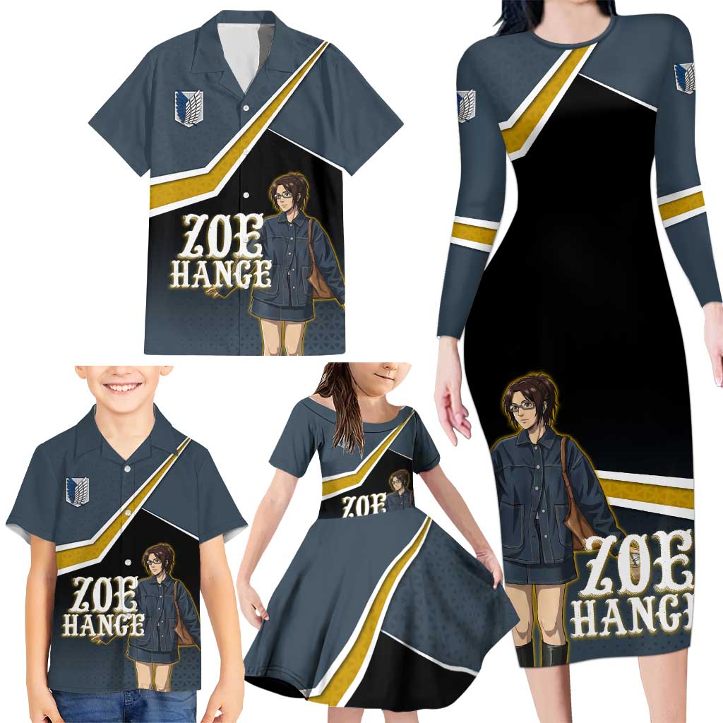 Zoe Hange Attack on Titan Family Matching Long Sleeve Bodycon Dress and Hawaiian Shirt Anime Urban Chic Illustration