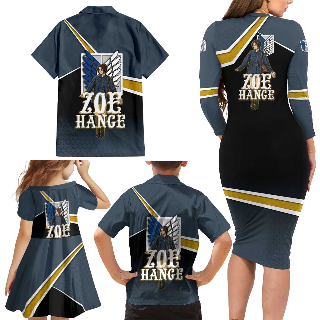 Zoe Hange Attack on Titan Family Matching Long Sleeve Bodycon Dress and Hawaiian Shirt Anime Urban Chic Illustration