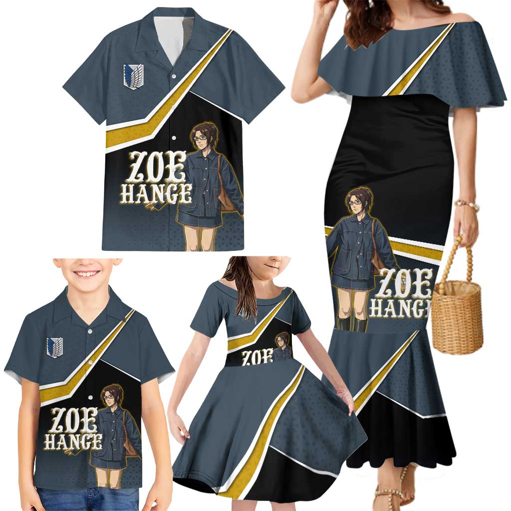 Zoe Hange Attack on Titan Family Matching Mermaid Dress and Hawaiian Shirt Anime Urban Chic Illustration