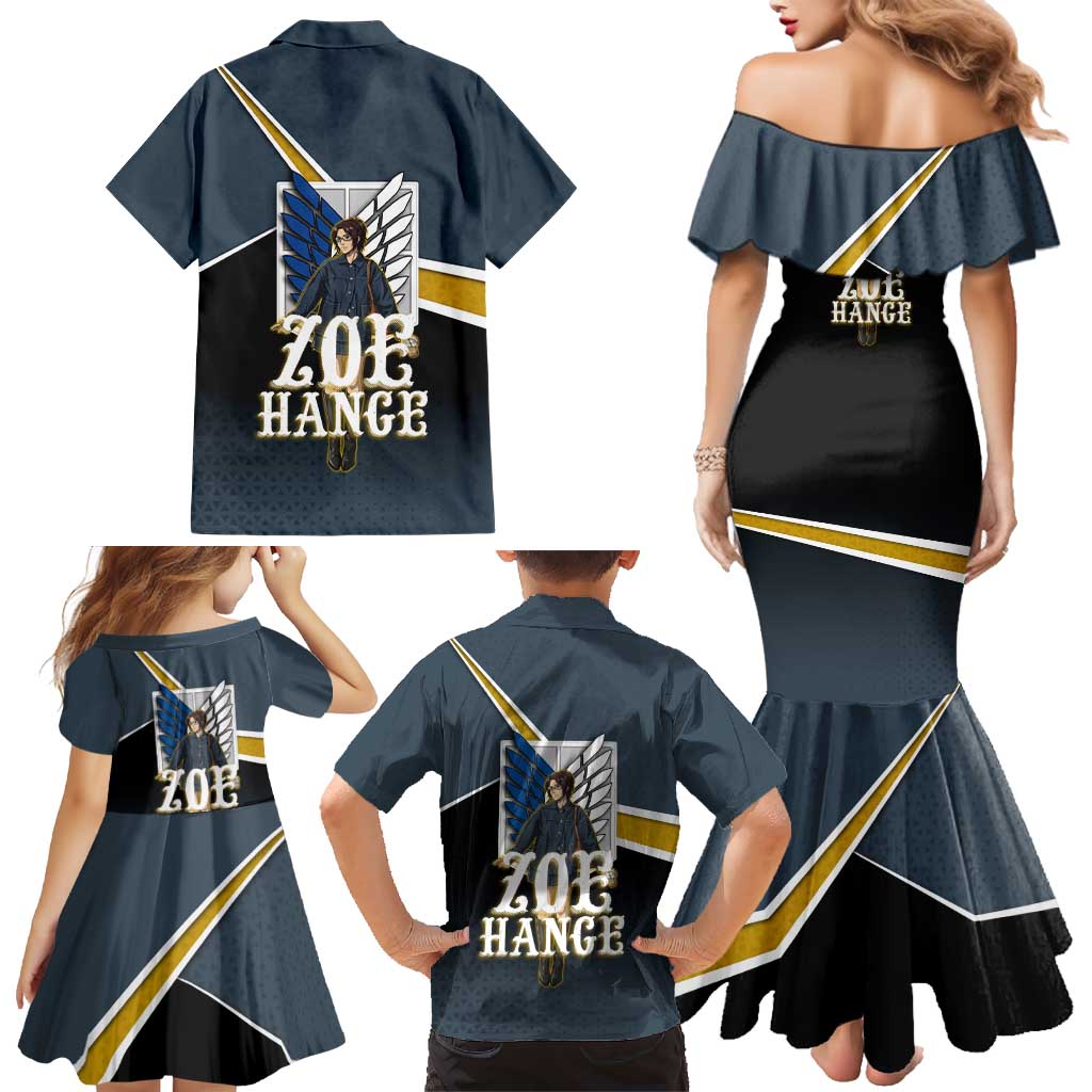 Zoe Hange Attack on Titan Family Matching Mermaid Dress and Hawaiian Shirt Anime Urban Chic Illustration