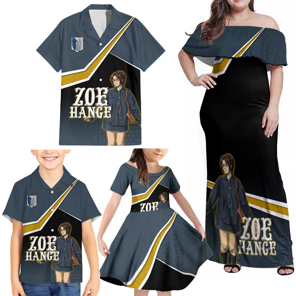Zoe Hange Attack on Titan Family Matching Off Shoulder Maxi Dress and Hawaiian Shirt Anime Urban Chic Illustration