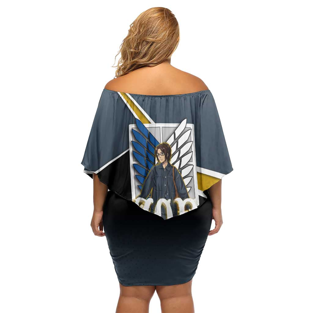 Zoe Hange Attack on Titan Family Matching Off Shoulder Short Dress and Hawaiian Shirt Anime Urban Chic Illustration