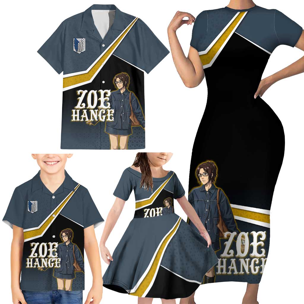 Zoe Hange Attack on Titan Family Matching Short Sleeve Bodycon Dress and Hawaiian Shirt Anime Urban Chic Illustration
