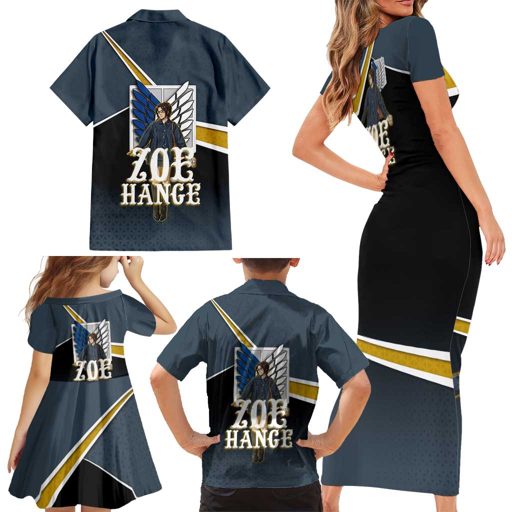 Zoe Hange Attack on Titan Family Matching Short Sleeve Bodycon Dress and Hawaiian Shirt Anime Urban Chic Illustration