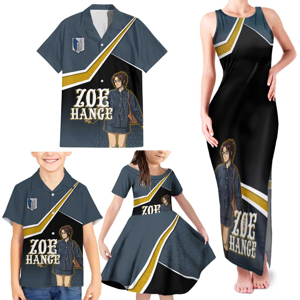 Zoe Hange Attack on Titan Family Matching Tank Maxi Dress and Hawaiian Shirt Anime Urban Chic Illustration