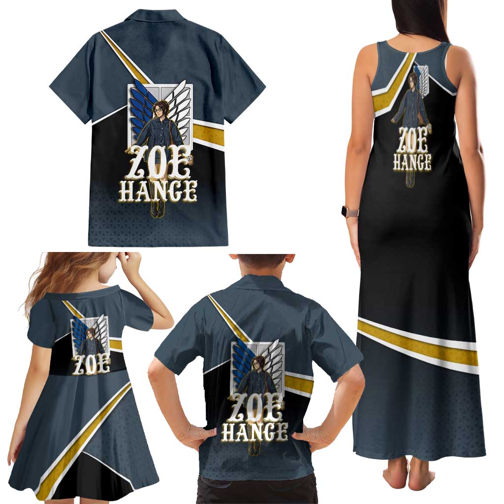 Zoe Hange Attack on Titan Family Matching Tank Maxi Dress and Hawaiian Shirt Anime Urban Chic Illustration