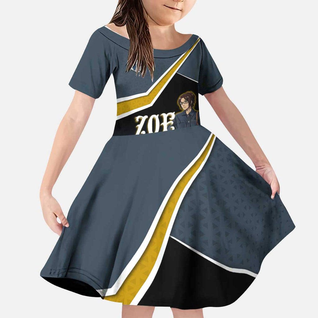 Zoe Hange Attack on Titan Kid Short Sleeve Dress Anime Urban Chic Illustration