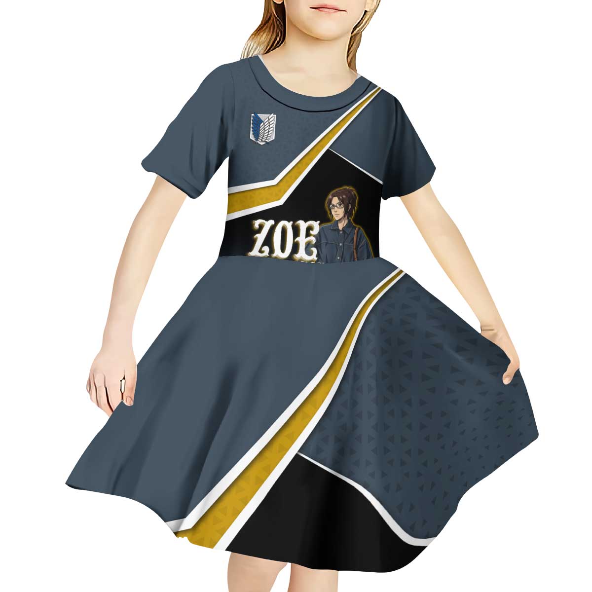 Zoe Hange Attack on Titan Kid Short Sleeve Dress Anime Urban Chic Illustration