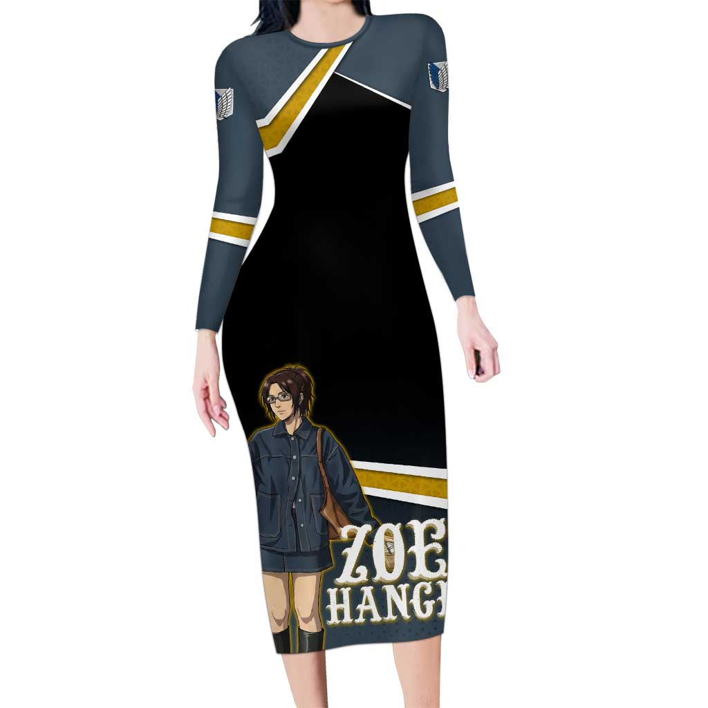 Zoe Hange Attack on Titan Long Sleeve Bodycon Dress Anime Urban Chic Illustration