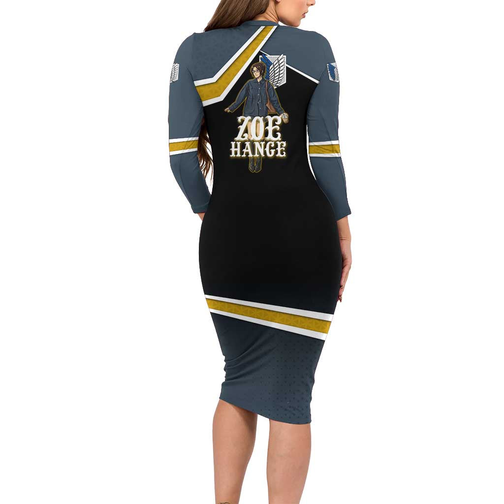 Zoe Hange Attack on Titan Long Sleeve Bodycon Dress Anime Urban Chic Illustration