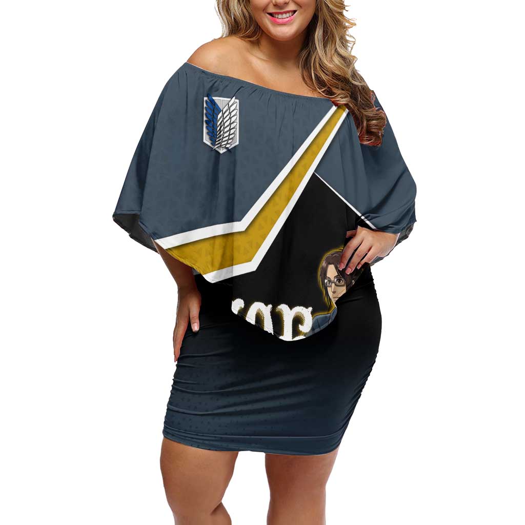 Zoe Hange Attack on Titan Off Shoulder Short Dress Anime Urban Chic Illustration