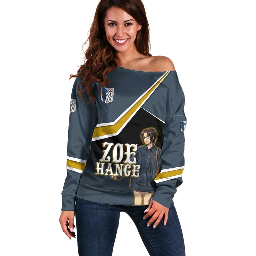 Zoe Hange Attack on Titan Off Shoulder Sweater Anime Urban Chic Illustration