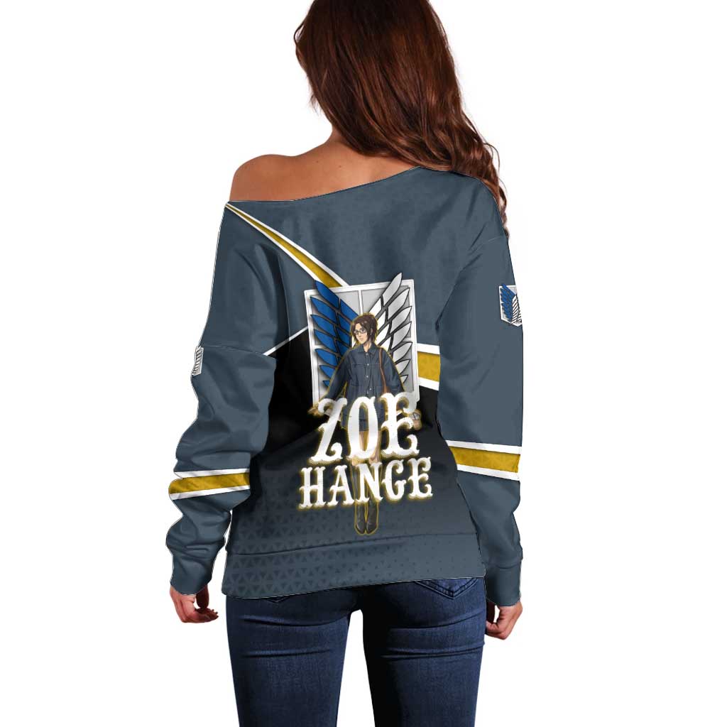 Zoe Hange Attack on Titan Off Shoulder Sweater Anime Urban Chic Illustration