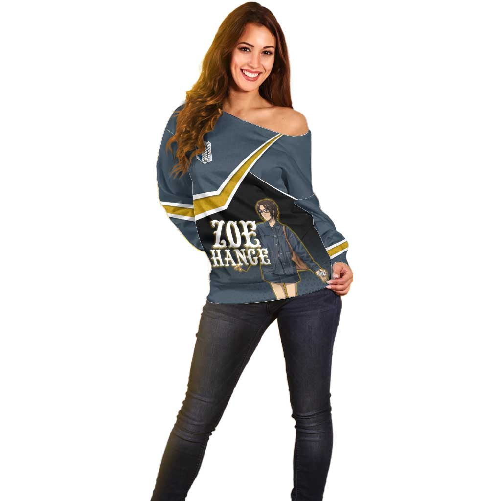 Zoe Hange Attack on Titan Off Shoulder Sweater Anime Urban Chic Illustration