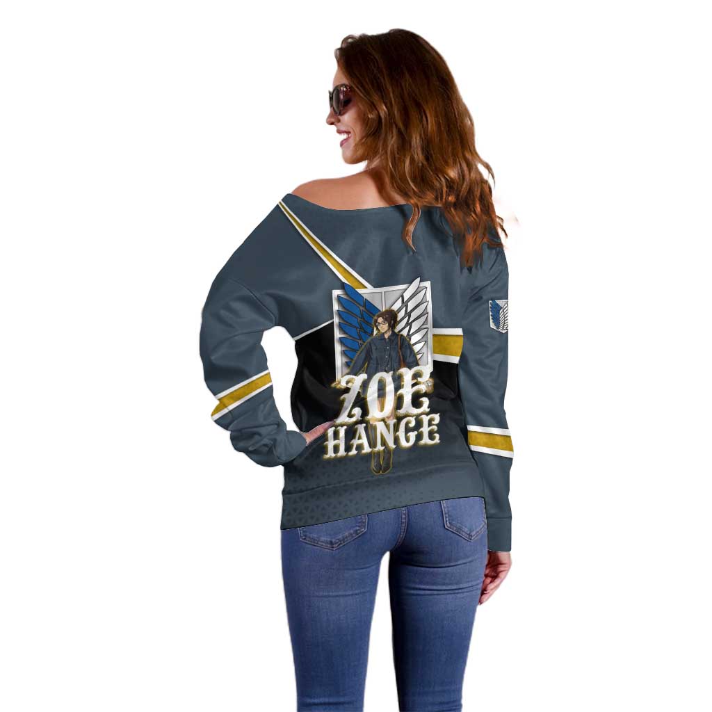 Zoe Hange Attack on Titan Off Shoulder Sweater Anime Urban Chic Illustration