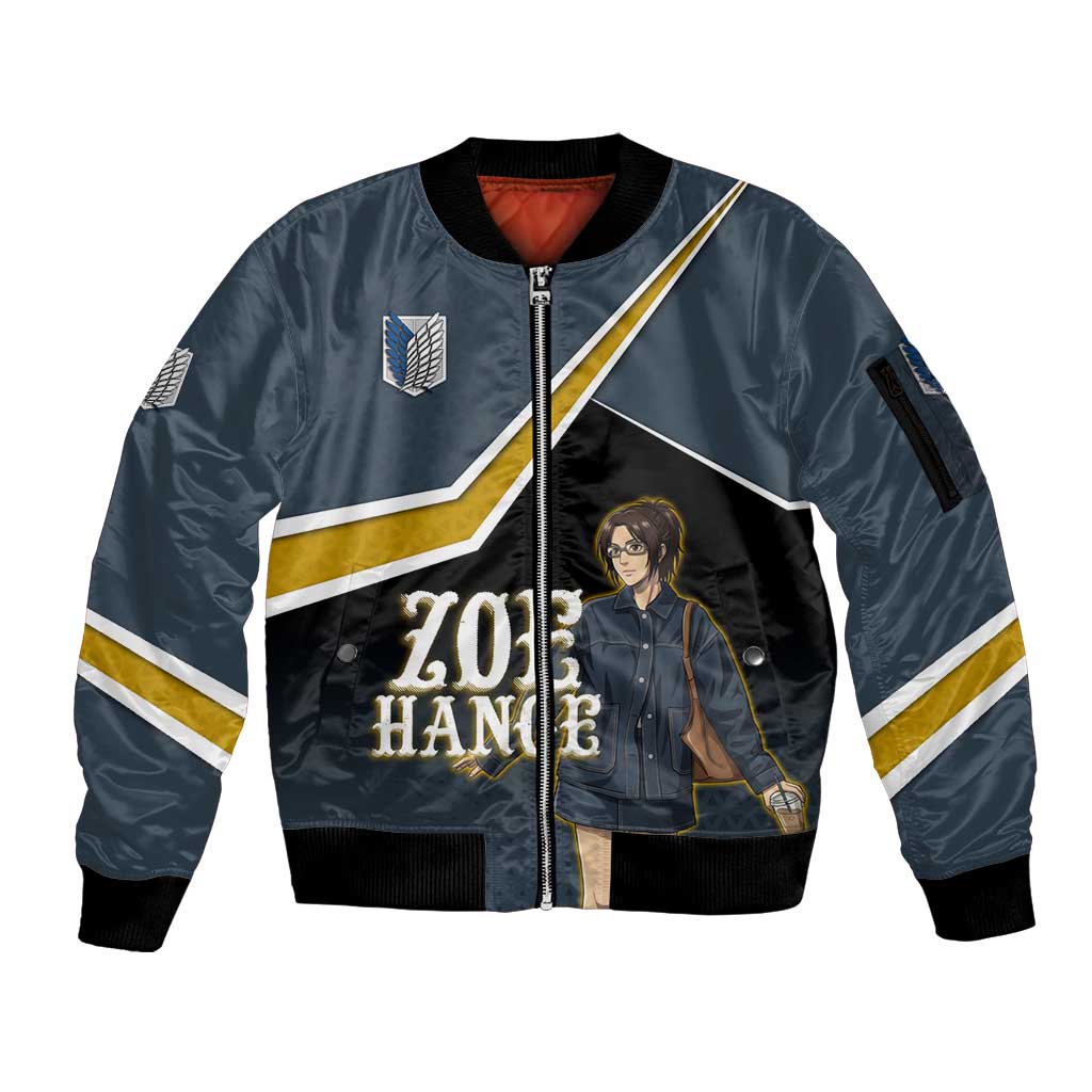 Zoe Hange Attack on Titan Sleeve Zip Bomber Jacket Anime Urban Chic Illustration