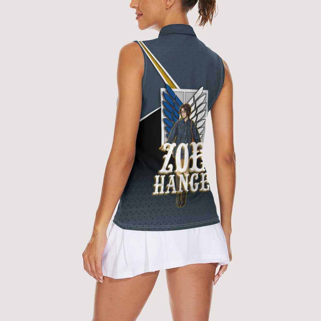 Zoe Hange Attack on Titan Women Sleeveless Polo Shirt Anime Urban Chic Illustration