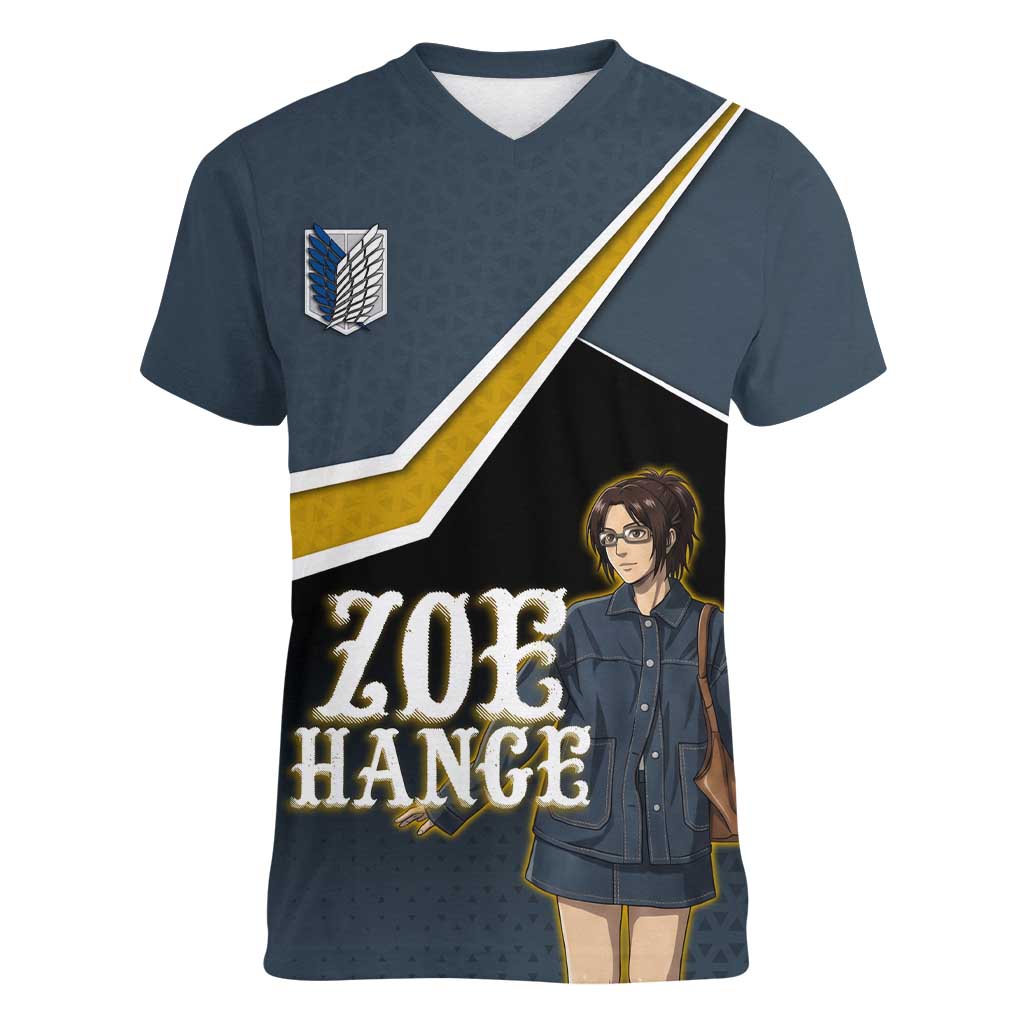 Zoe Hange Attack on Titan Women V-Neck T-Shirt Anime Urban Chic Illustration