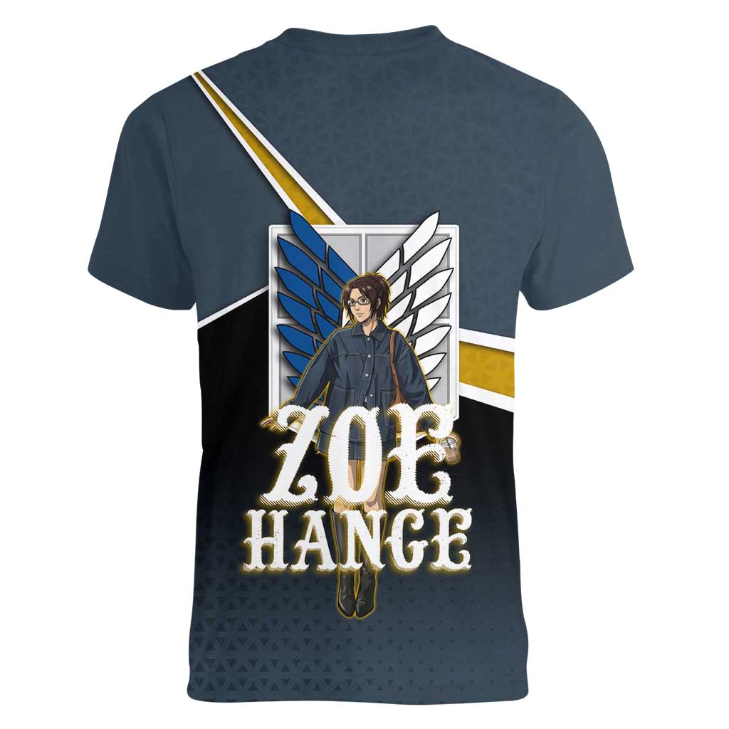 Zoe Hange Attack on Titan Women V-Neck T-Shirt Anime Urban Chic Illustration