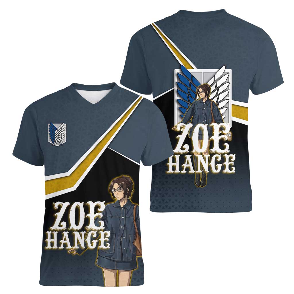 Zoe Hange Attack on Titan Women V-Neck T-Shirt Anime Urban Chic Illustration