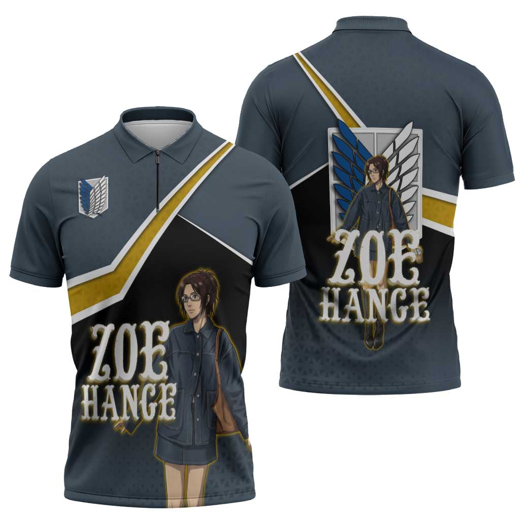 Zoe Hange Attack on Titan Zipper Polo Shirt Anime Urban Chic Illustration
