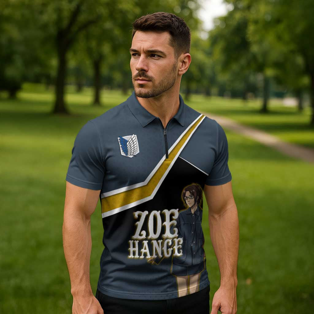 Zoe Hange Attack on Titan Zipper Polo Shirt Anime Urban Chic Illustration
