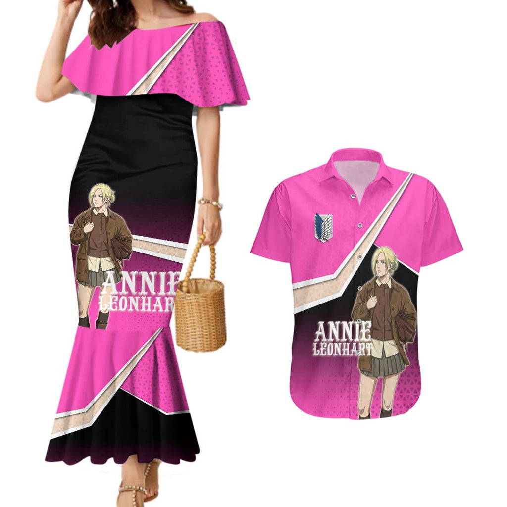 Annie Leonhart Attack on Titan Couples Matching Mermaid Dress and Hawaiian Shirt Anime Preppy Streetwear Style