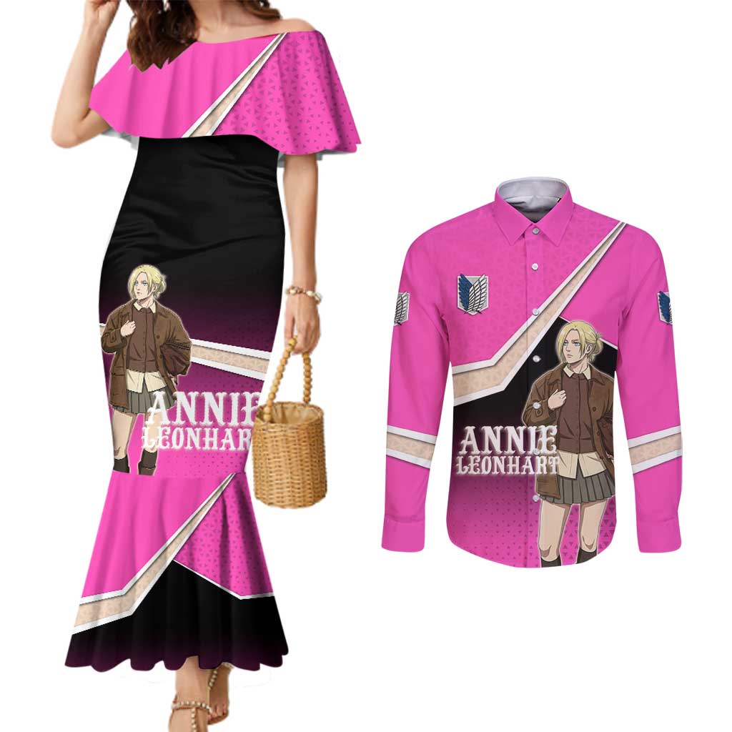 Annie Leonhart Attack on Titan Couples Matching Mermaid Dress and Long Sleeve Button Shirt Anime Preppy Streetwear Style