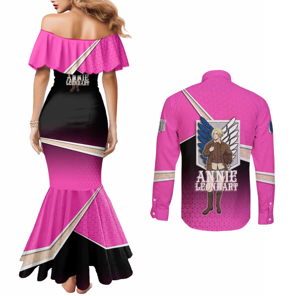 Annie Leonhart Attack on Titan Couples Matching Mermaid Dress and Long Sleeve Button Shirt Anime Preppy Streetwear Style