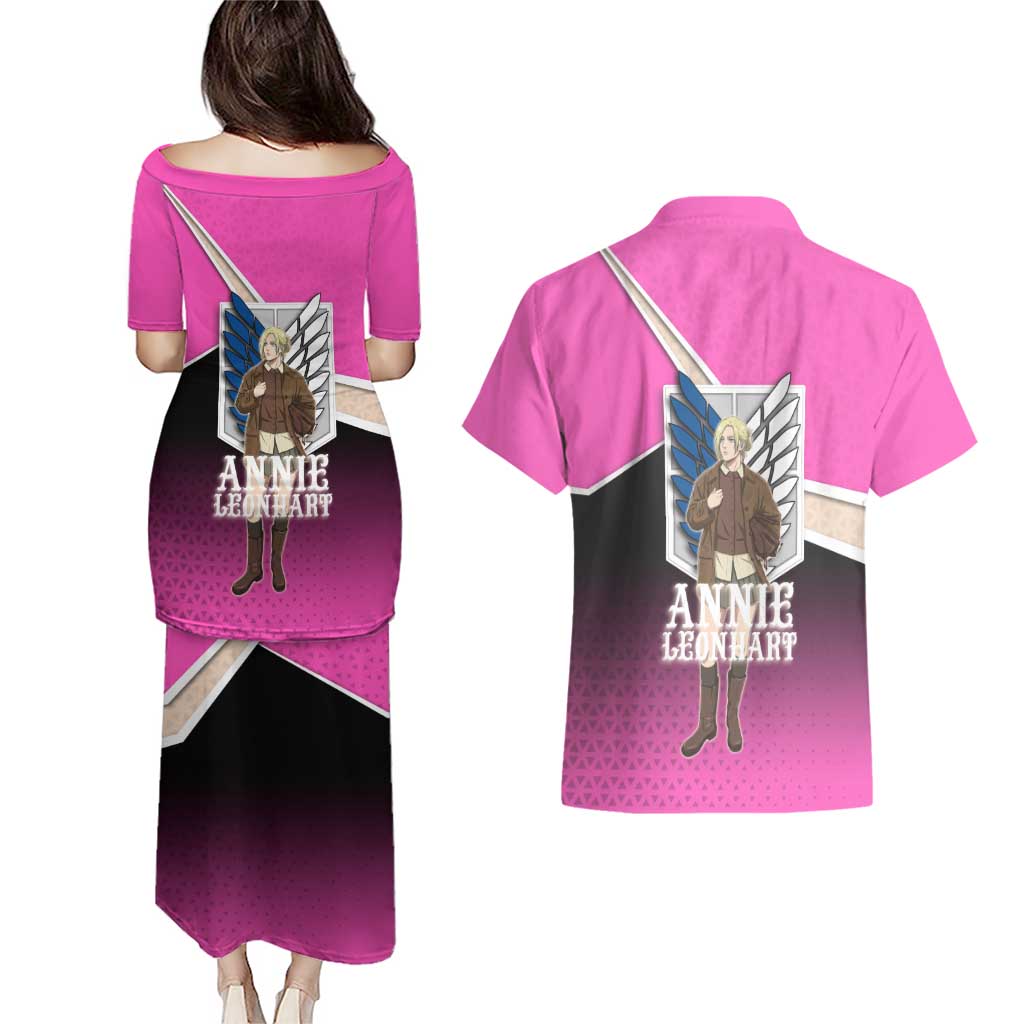 Annie Leonhart Attack on Titan Couples Matching Puletasi and Hawaiian Shirt Anime Preppy Streetwear Style