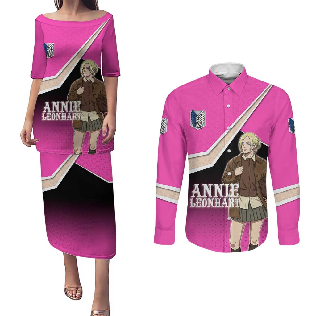 Annie Leonhart Attack on Titan Couples Matching Puletasi and Long Sleeve Button Shirt Anime Preppy Streetwear Style