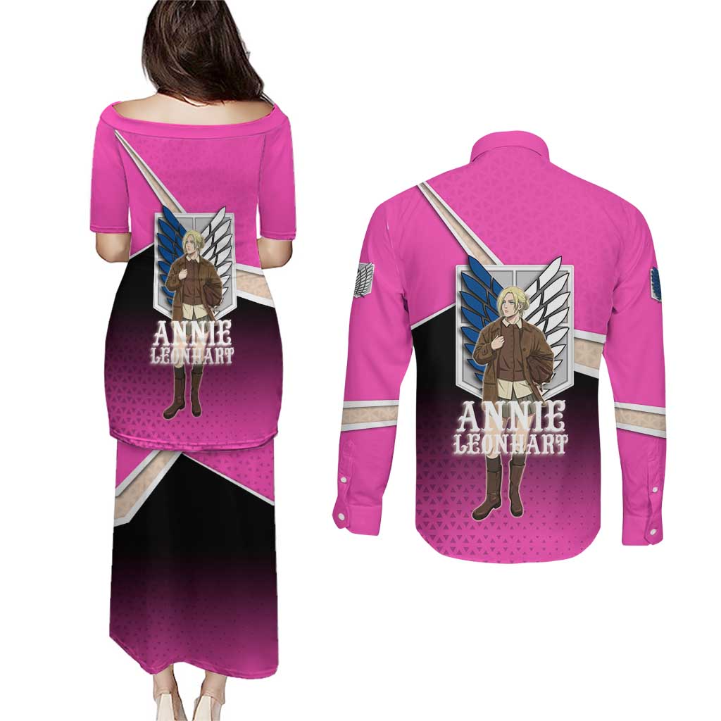Annie Leonhart Attack on Titan Couples Matching Puletasi and Long Sleeve Button Shirt Anime Preppy Streetwear Style