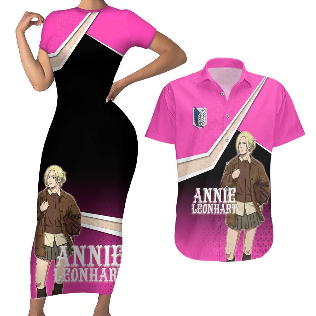Annie Leonhart Attack on Titan Couples Matching Short Sleeve Bodycon Dress and Hawaiian Shirt Anime Preppy Streetwear Style