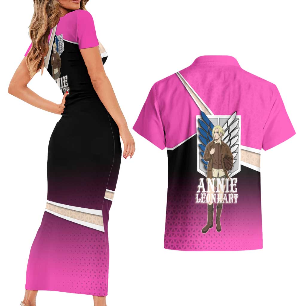 Annie Leonhart Attack on Titan Couples Matching Short Sleeve Bodycon Dress and Hawaiian Shirt Anime Preppy Streetwear Style