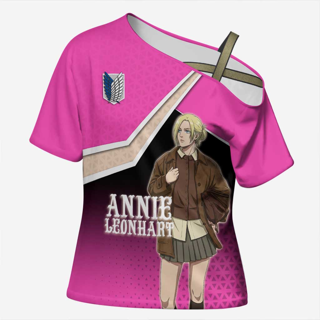 Annie Leonhart Attack on Titan Cross Shoulder Shirt Anime Preppy Streetwear Style