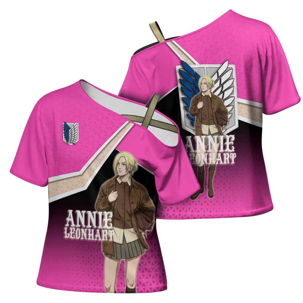 Annie Leonhart Attack on Titan Cross Shoulder Shirt Anime Preppy Streetwear Style