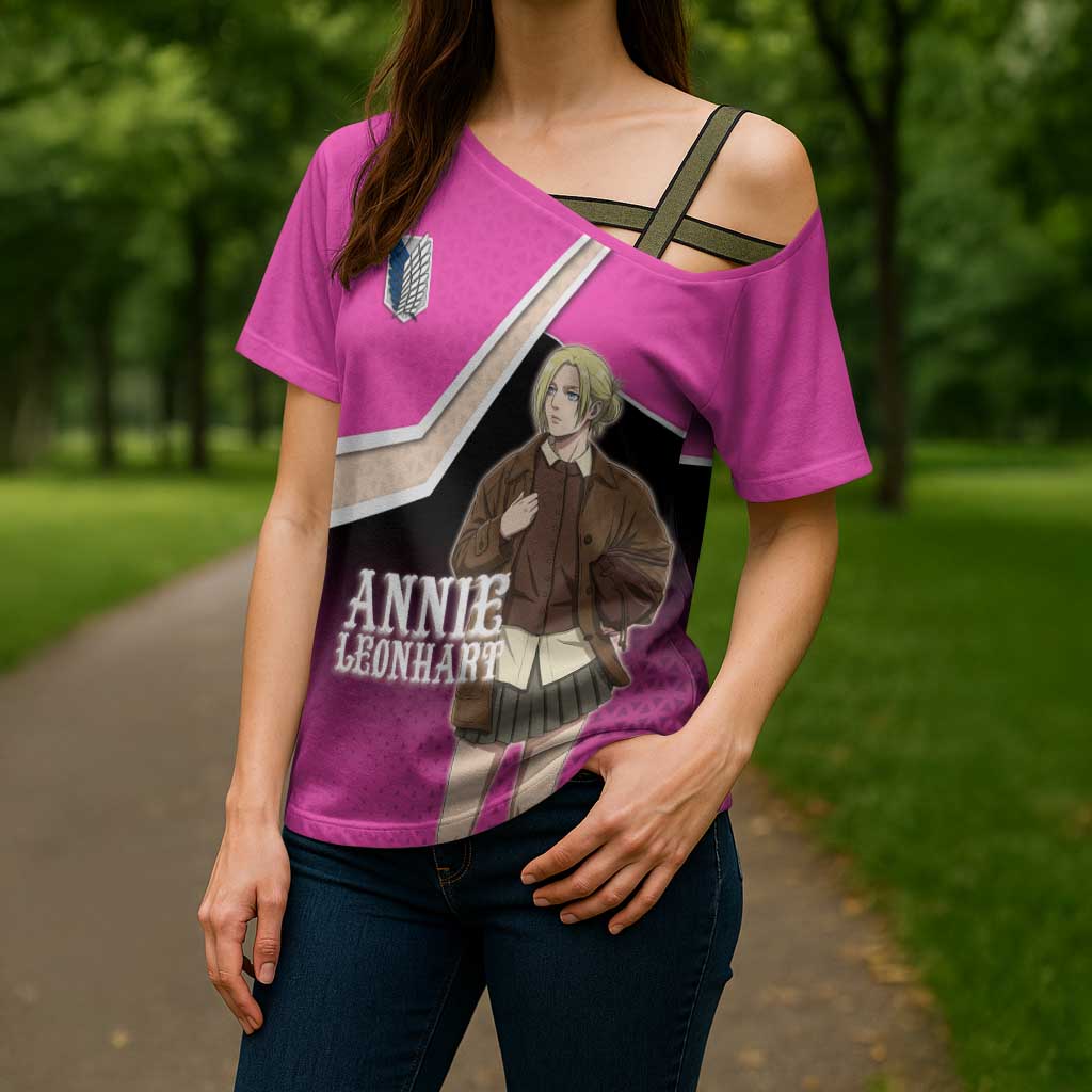 Annie Leonhart Attack on Titan Cross Shoulder Shirt Anime Preppy Streetwear Style