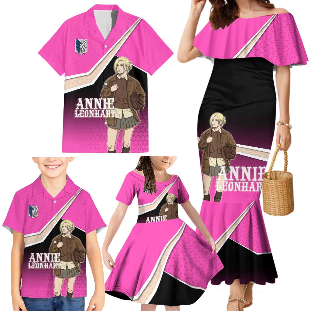 Annie Leonhart Attack on Titan Family Matching Mermaid Dress and Hawaiian Shirt Anime Preppy Streetwear Style