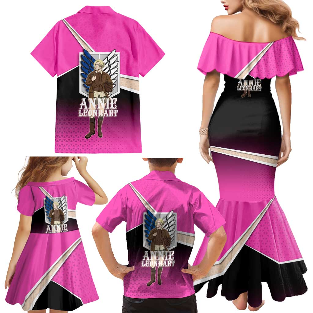 Annie Leonhart Attack on Titan Family Matching Mermaid Dress and Hawaiian Shirt Anime Preppy Streetwear Style