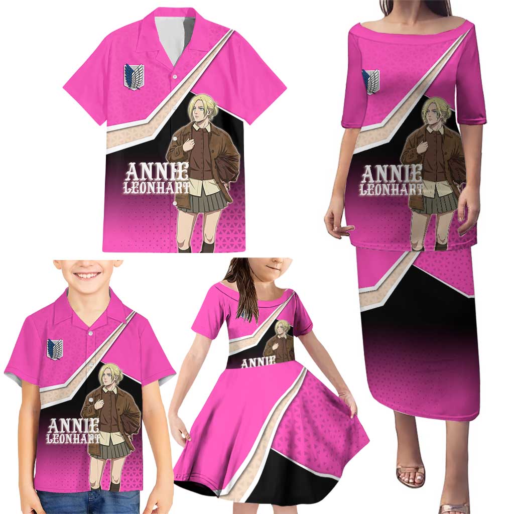 Annie Leonhart Attack on Titan Family Matching Puletasi and Hawaiian Shirt Anime Preppy Streetwear Style