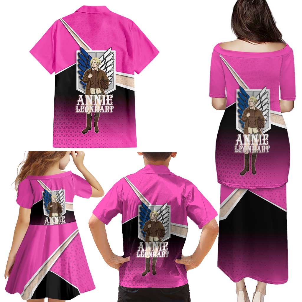 Annie Leonhart Attack on Titan Family Matching Puletasi and Hawaiian Shirt Anime Preppy Streetwear Style