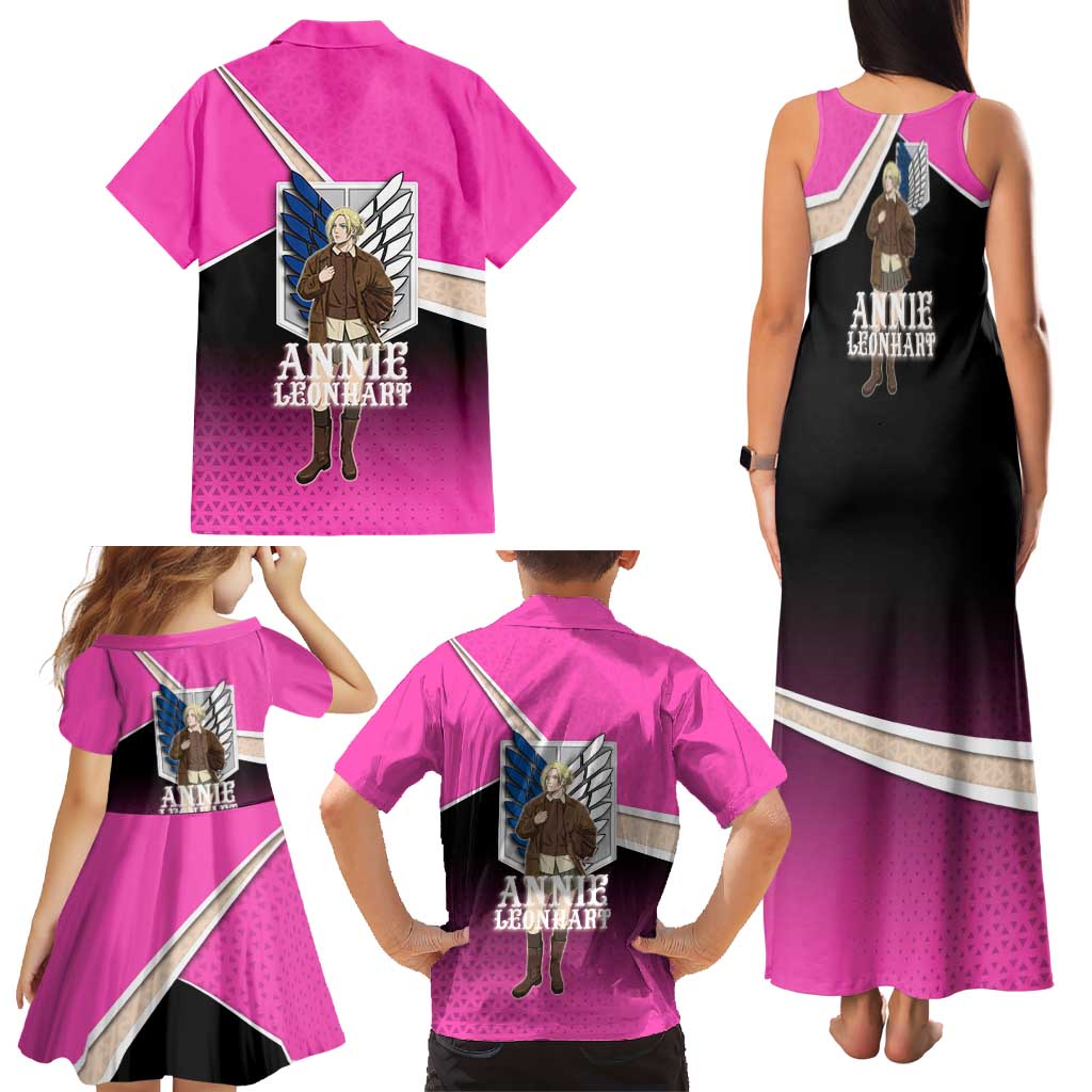 Annie Leonhart Attack on Titan Family Matching Tank Maxi Dress and Hawaiian Shirt Anime Preppy Streetwear Style